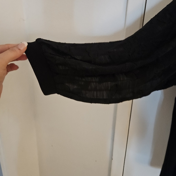 CeCe Lace Sleeve Stretch Crepe Blouse Black 3/4 Sleeves size 2X NWT - Picture 5 of 9